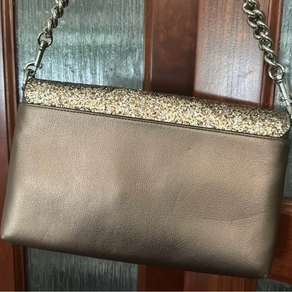 Coach Gold Sparkly Shoulder Bag with Chain Strap - Picture 4 of 6